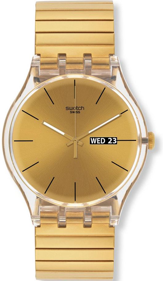 Swatch SUOK702A Altın Rengi Lastikli Bayan Saati