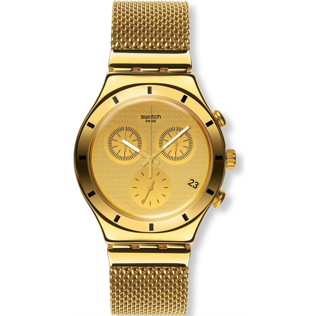 Swatch Altın Rengi Ycg410ga Kronometreli Kol Saati 
