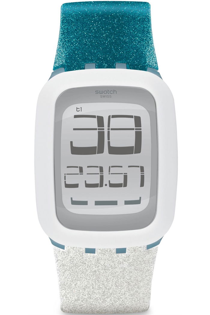 Swatch Dijital Saat Surs102 Beyaz Yeşil Silikon
