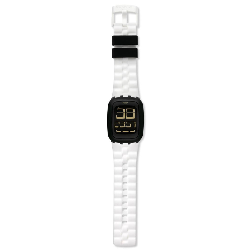 Swatch Dijital Surb119 Beyaz kordon Siyah Kasa