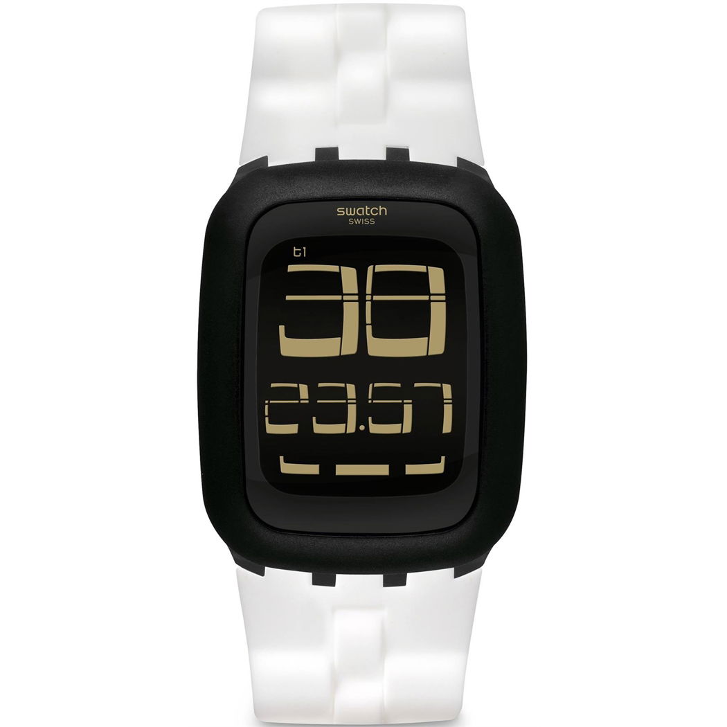 Swatch Dijital Surb119 Beyaz kordon Siyah Kasa