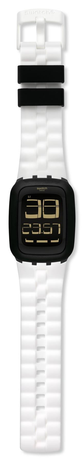 Swatch Dijital Surb119 Beyaz kordon Siyah Kasa