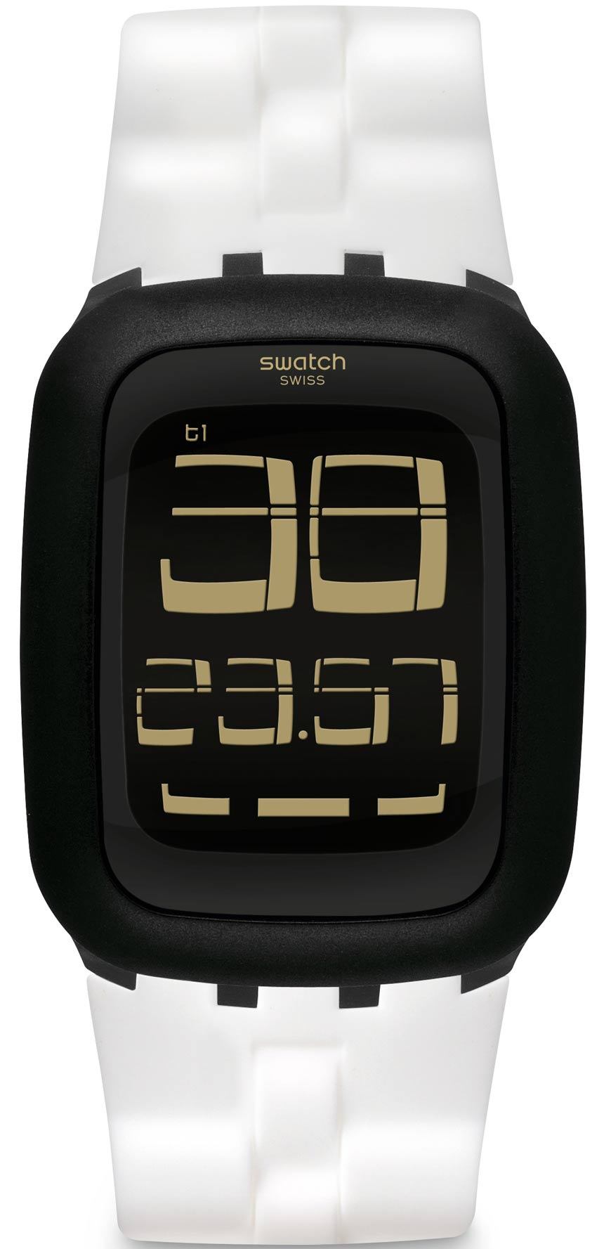 Swatch Dijital Surb119 Beyaz kordon Siyah Kasa