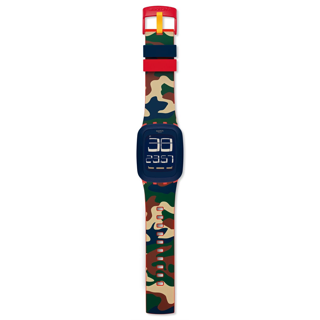 Swatch Dijital Saat Surr104 Kamuflaj Desenli Silikon