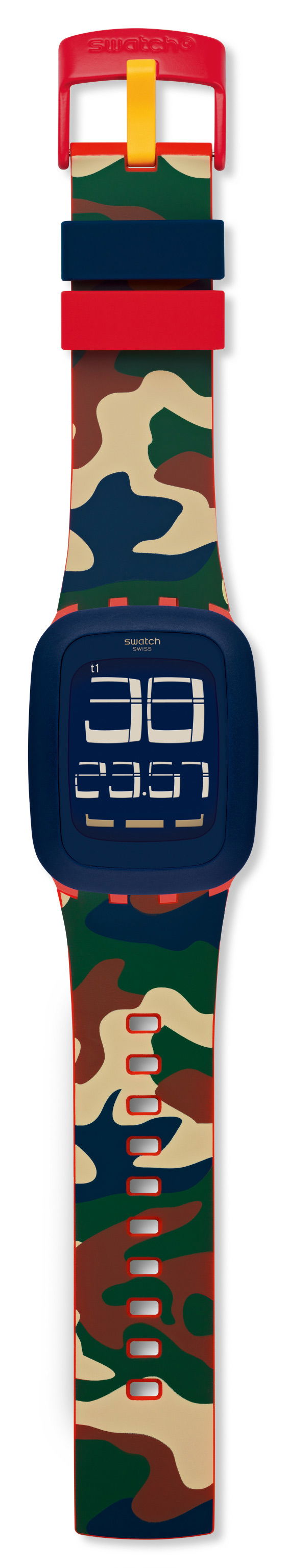 Swatch Dijital Saat Surr104 Kamuflaj Desenli Silikon