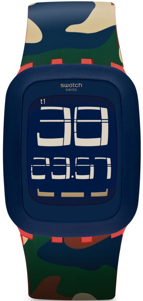Swatch Dijital Saat Surr104 Kamuflaj Desenli Silikon