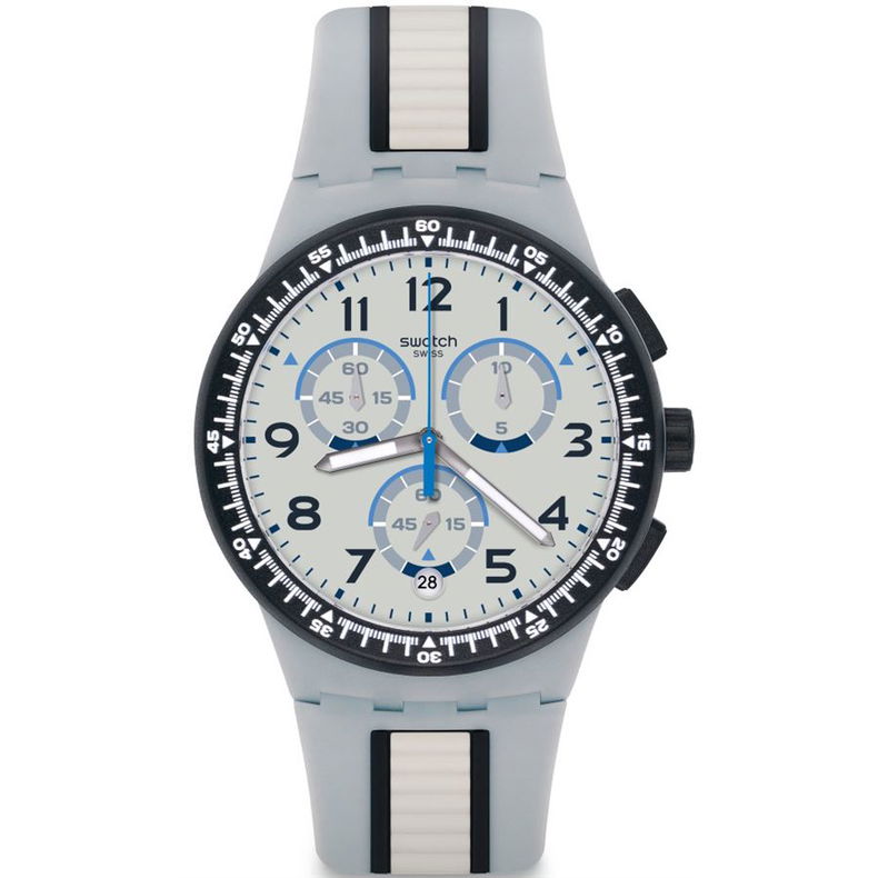 Swatch Suss401 Gri Beyaz Kronometreli Erkek Saat