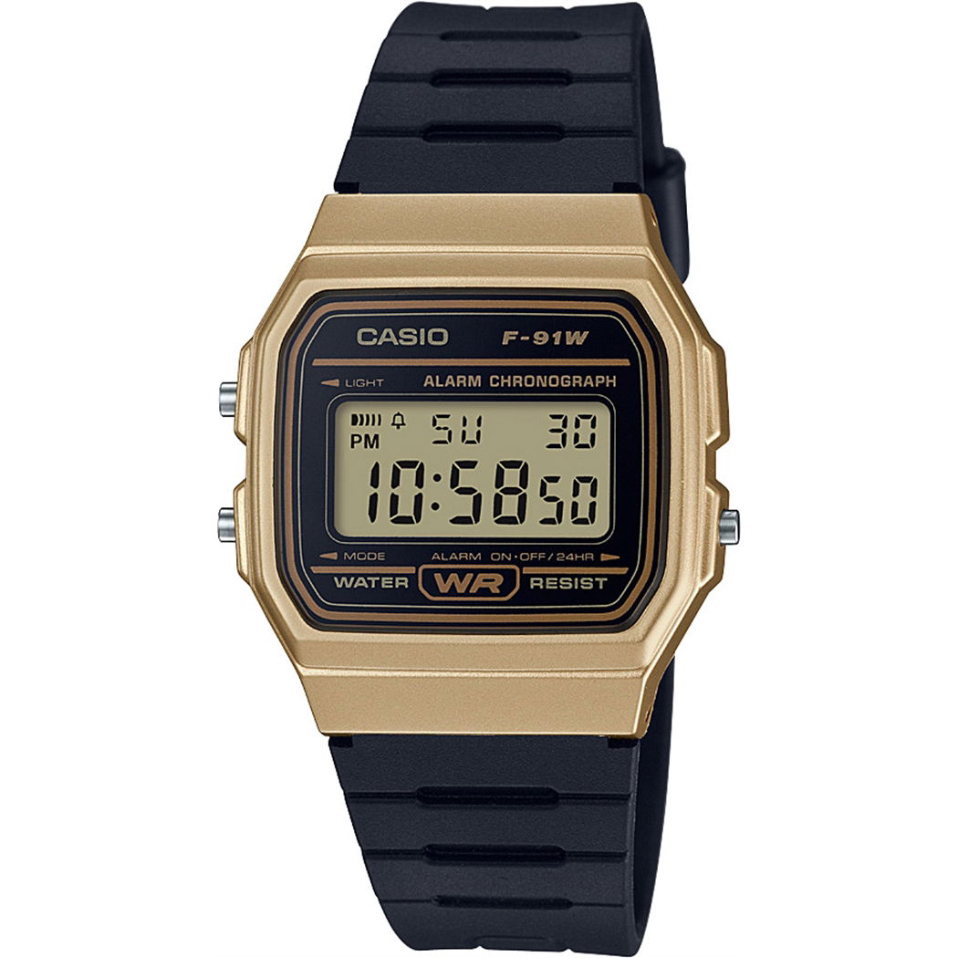 Casio F-91wm-9adf Retro Gold Siyah Silikon Saat