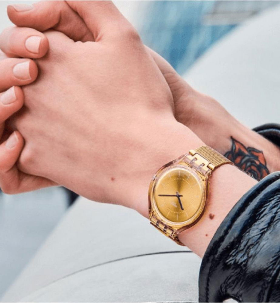 Swatch Svok100m Altın Rengi Hasır Saat