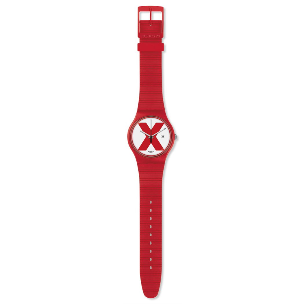 Swatch SUOR400 New Gent Kırmızı Silikon Kayışlı