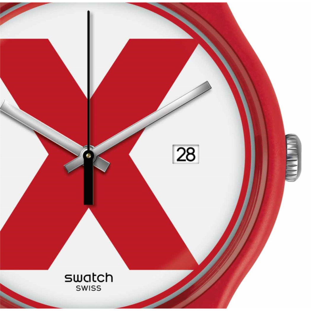 Swatch SUOR400 New Gent Kırmızı Silikon Kayışlı