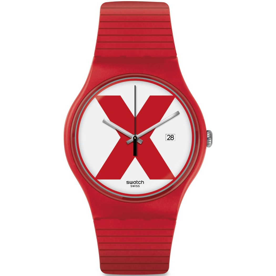 Swatch SUOR400 New Gent Kırmızı Silikon Kayışlı