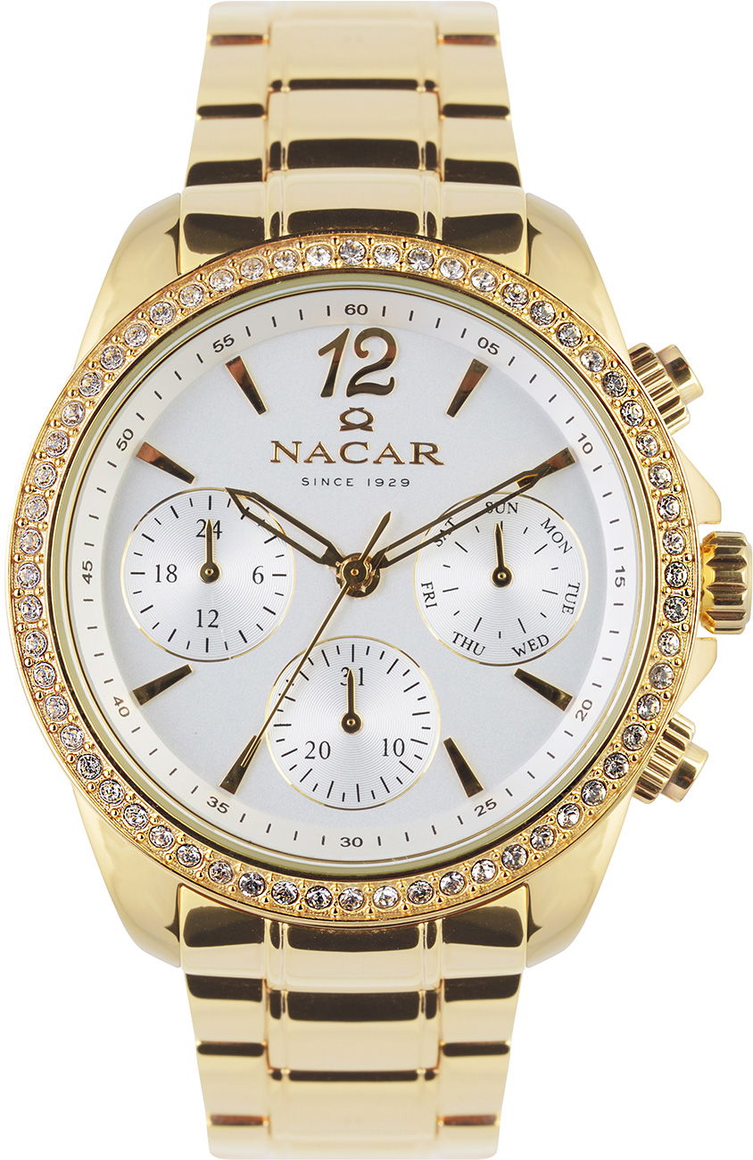 Nacar Nc25-390026-dsms Taşlı Altın Kaplama Saat