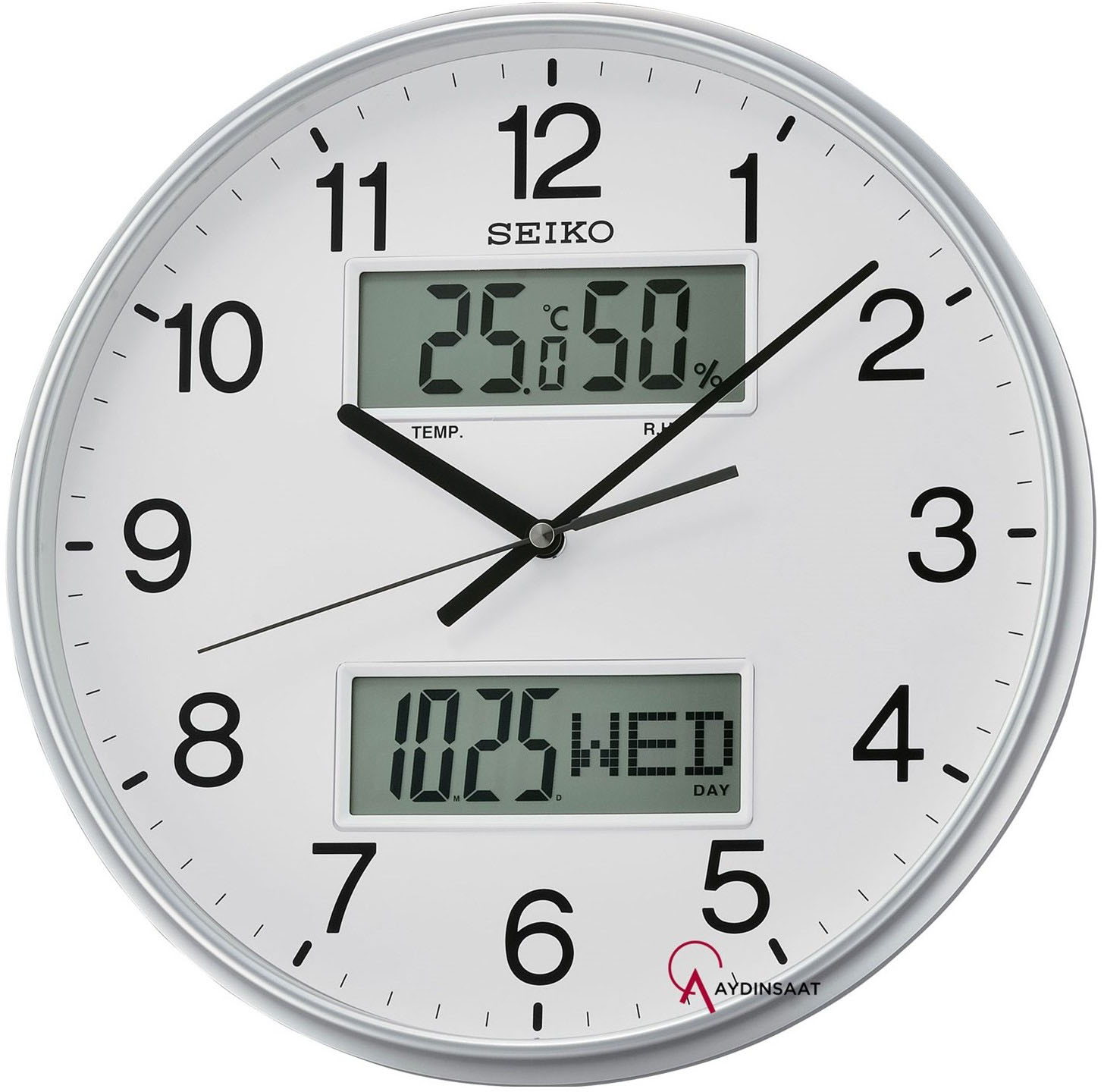 Seiko Qxl013s LCD Termometre Higrometre Duvar Saati