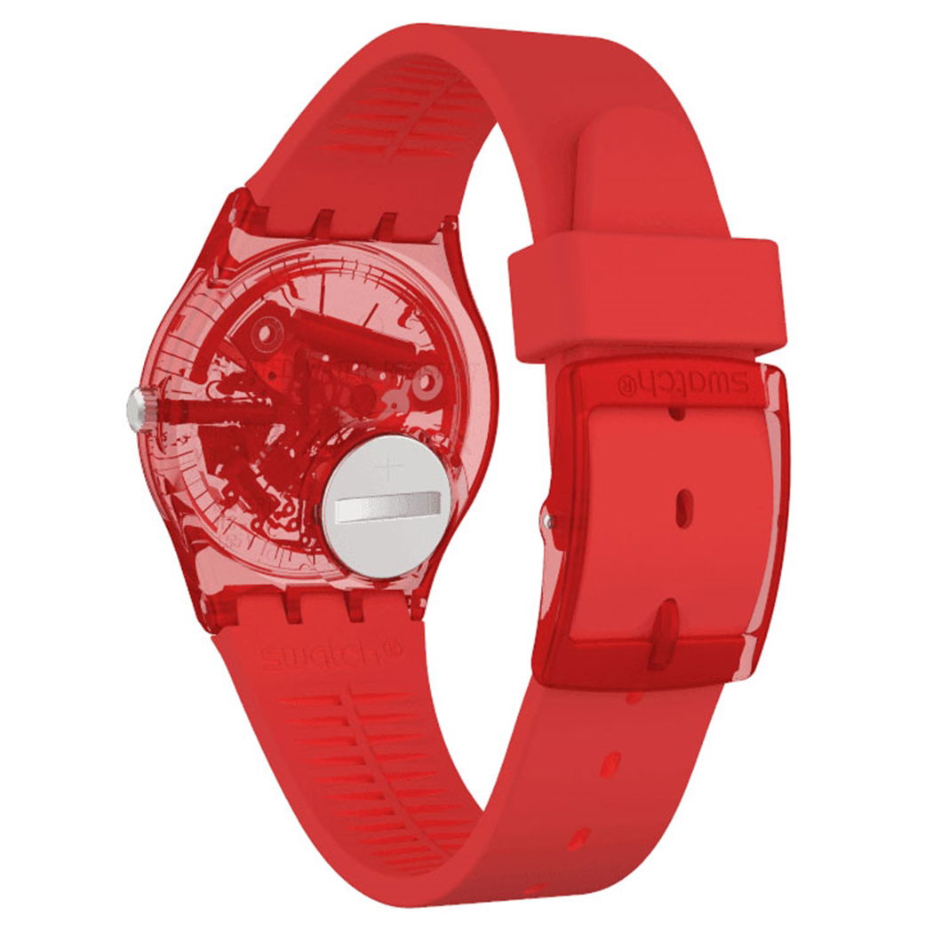 Swatch Gr178 Kırmızı Silikon Kayış İçi Görünen Saat