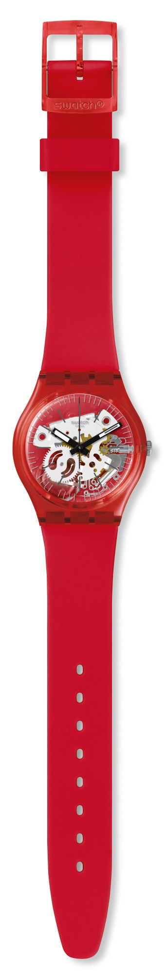 Swatch Gr178 Kırmızı Silikon Kayış İçi Görünen Saat