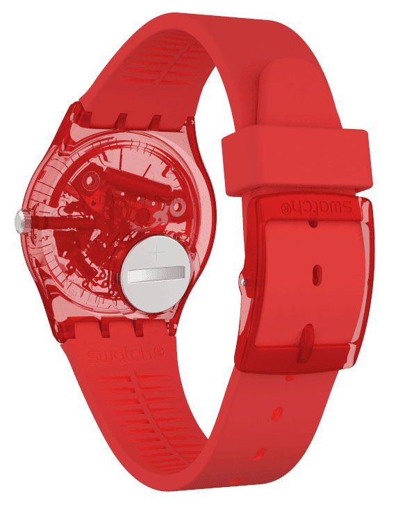 Swatch Gr178 Kırmızı Silikon Kayış İçi Görünen Saat