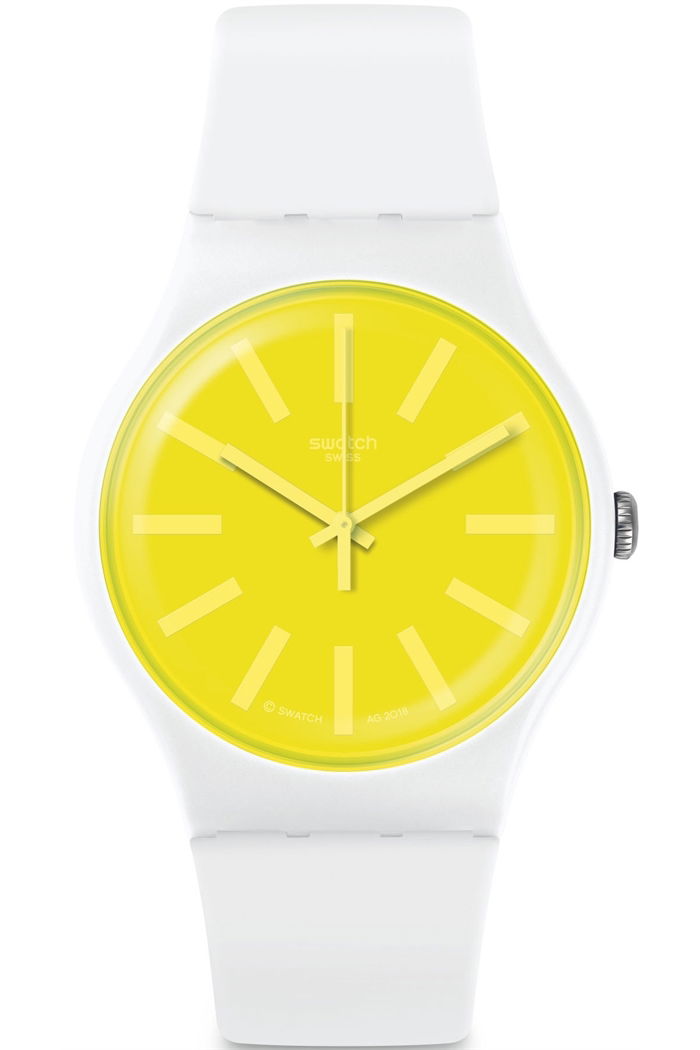 Swatch Beyaz Saat Sarı Cam SUOW165