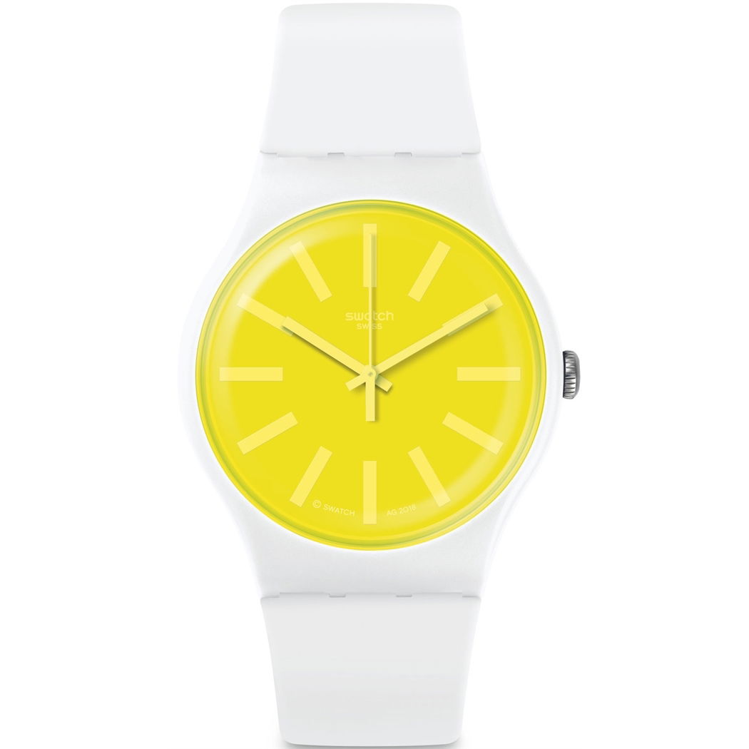 Swatch Beyaz Saat Sarı Cam SUOW165
