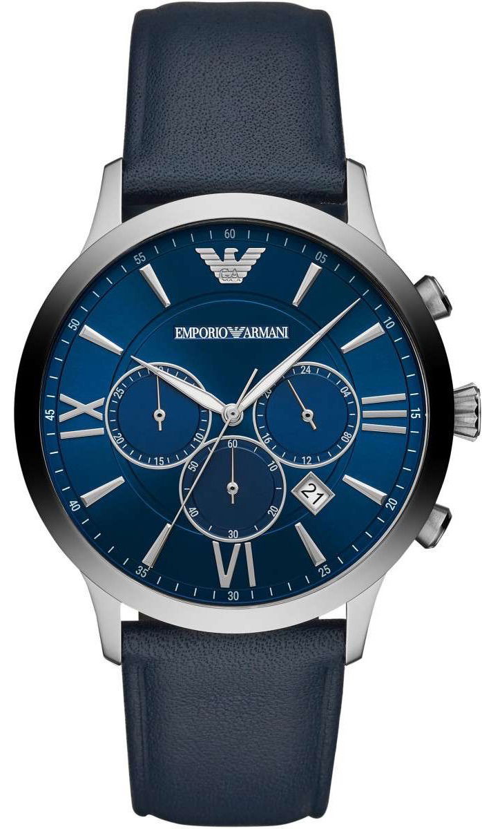 Emporio Armani Lacivert Deri Erkek Saati AR11226