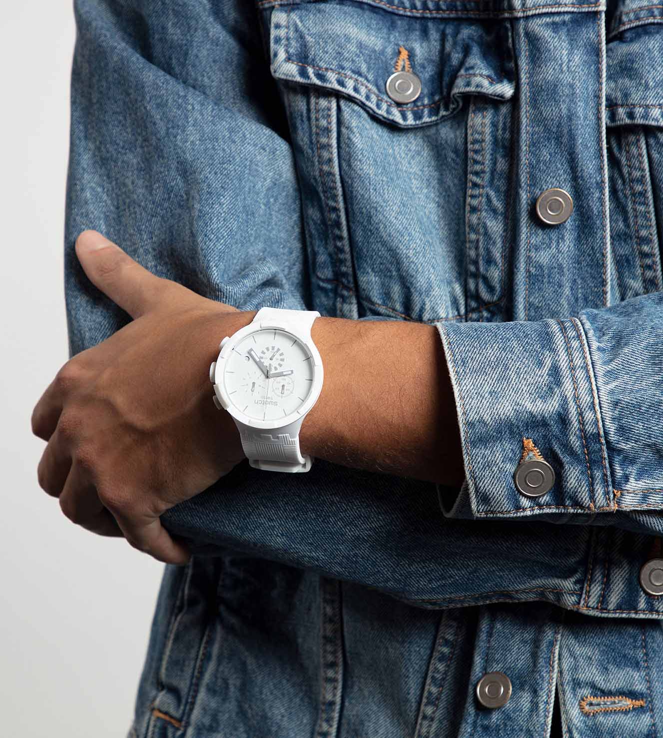 Swatch Sb02w400 CHEQUERED WHITE Kol Saati