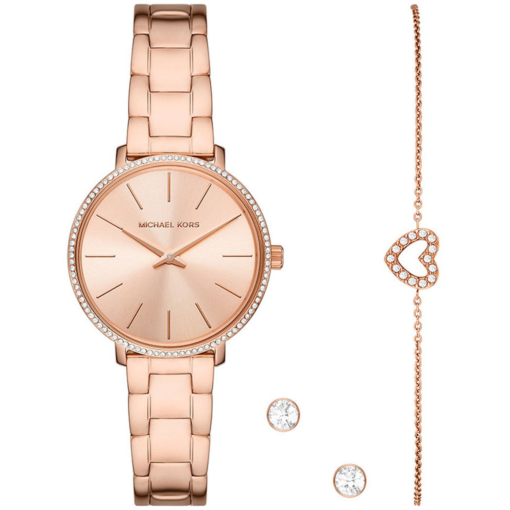 Michael Kors Mk1040 Kadın Saati Bileklik ve Küpe Seti
