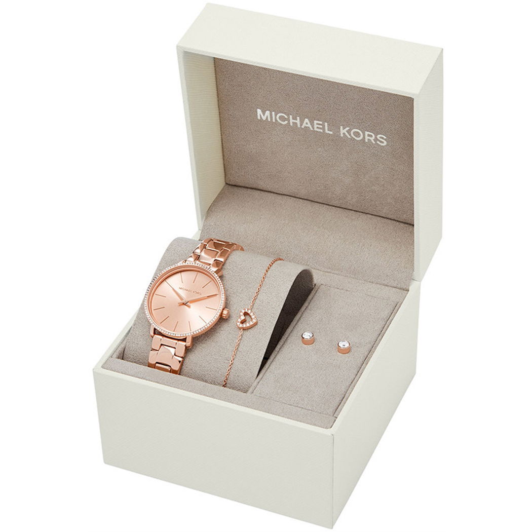 Michael Kors Mk1040 Kadın Saati Bileklik ve Küpe Seti