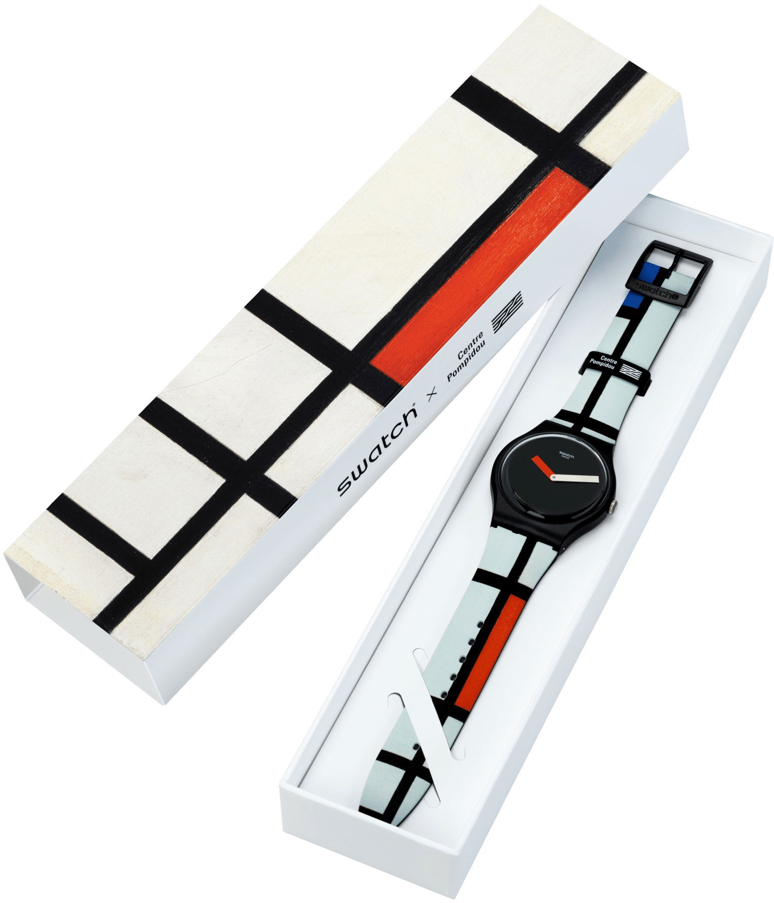 Swatch Suoz344 RED, BLUE AND WHITE, BY PIET MONDRIAN