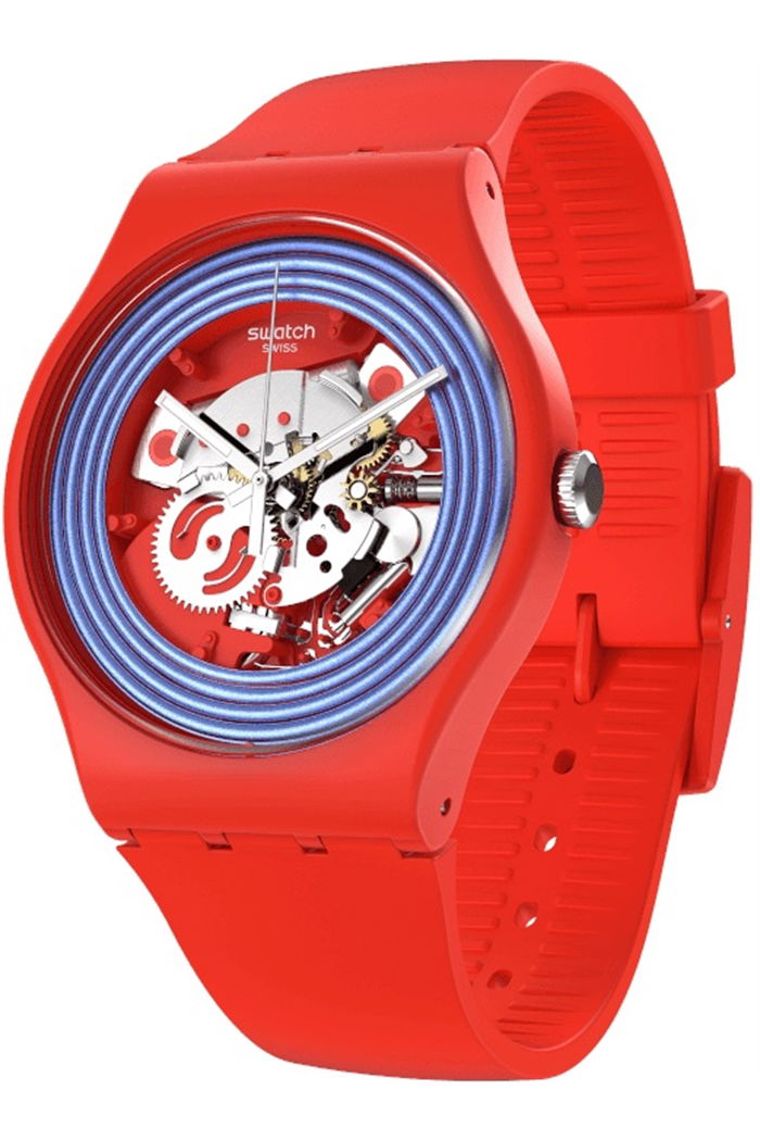 Swatch So29r103 BLUE RINGS RED