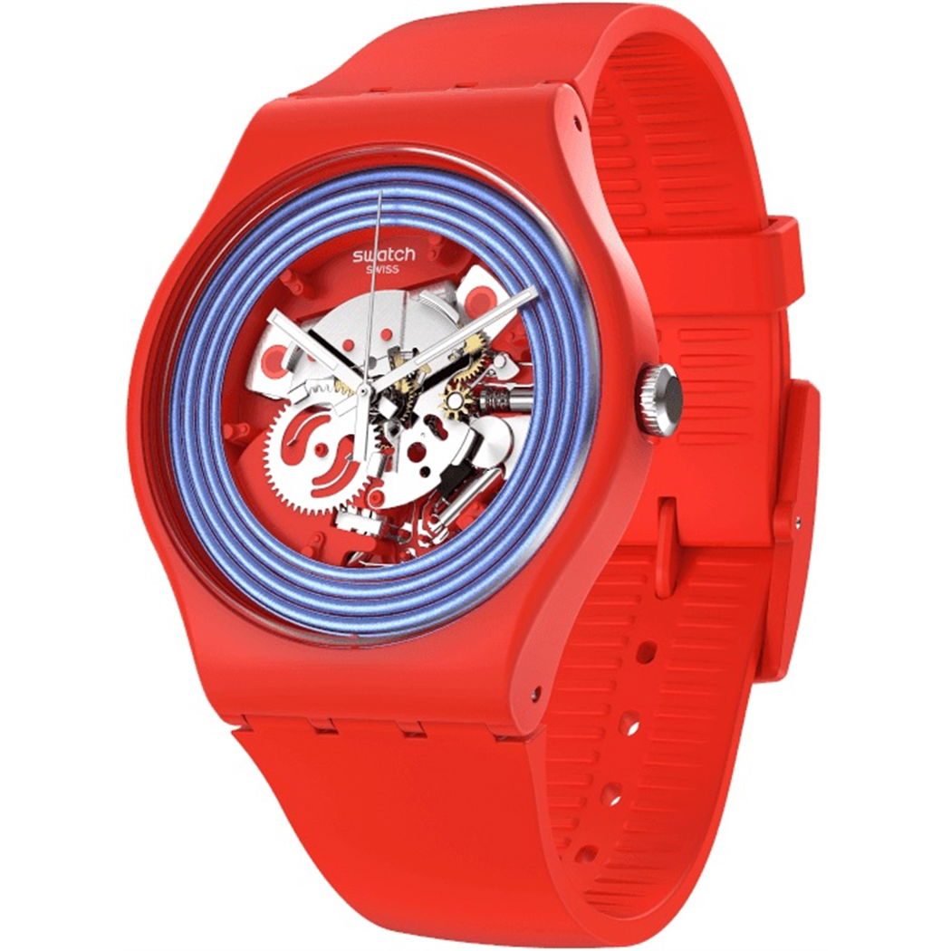 Swatch So29r103 BLUE RINGS RED
