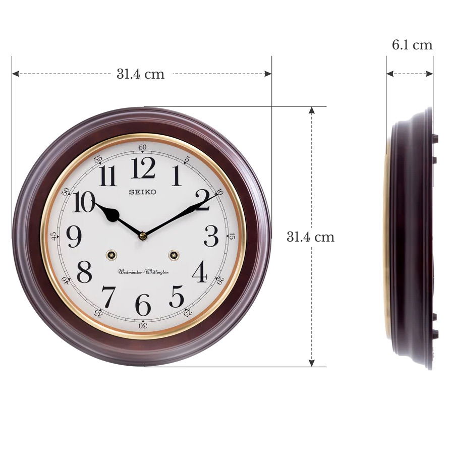 Seiko Clock Qxh202z Ahşap Müzikli Çift Zilli Duvar Saati