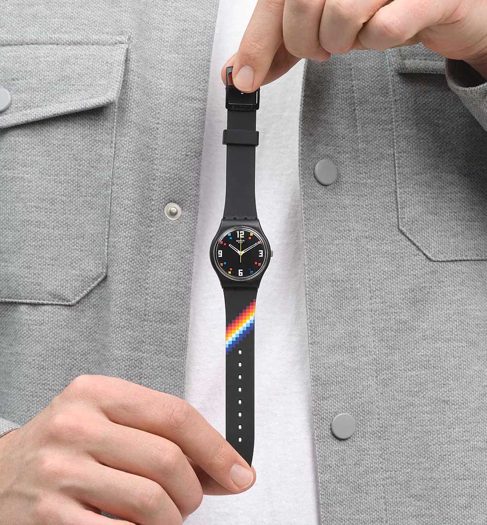 Swatch So28b705 Black Carousel Squares