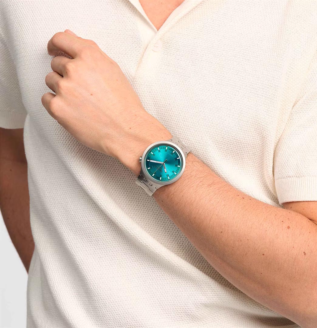 Swatch Sb07s100g Aqua Shimmer Big Bold Irony