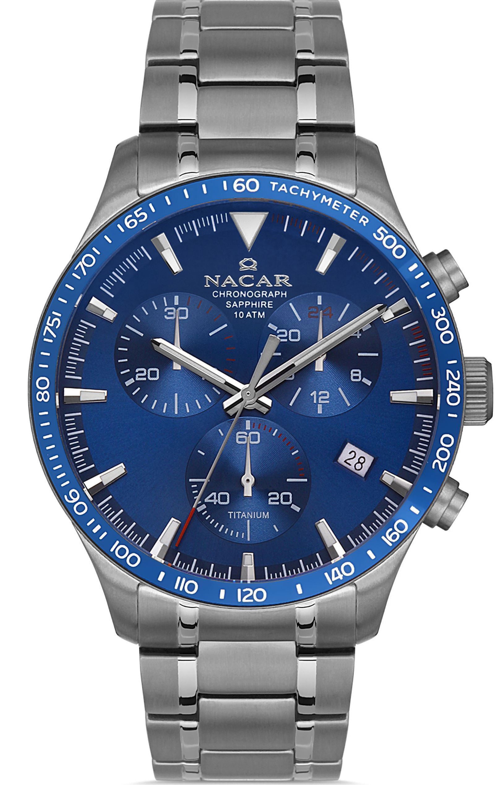 Nacar Nc34-25B019-Tlsm Titanyum Kronograph  Erkek Kol Saati