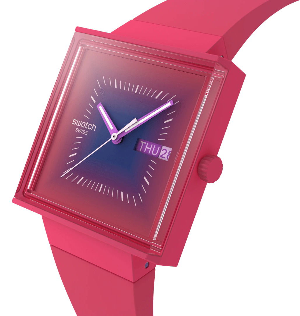 Swatch So34r700 Squarely Berry Kol Saati