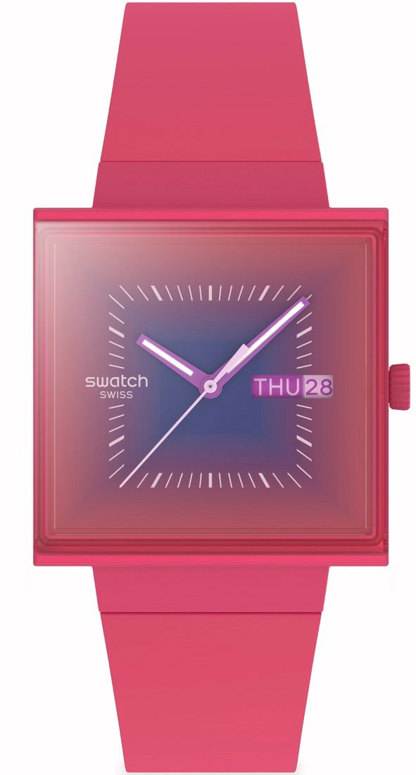 Swatch So34r700 Squarely Berry Kol Saati