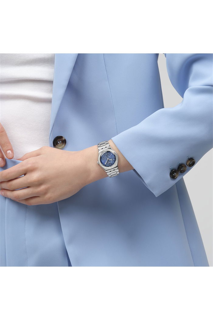Swatch Irony Petal Frenzy Unisex Paslanmaz Çelik Mavi Kadranlı Saat Yls235g