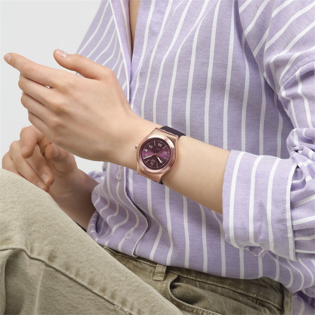Swatch Sistem51 Irony Burgundy YIG401 Story Kadın 42mm Saat