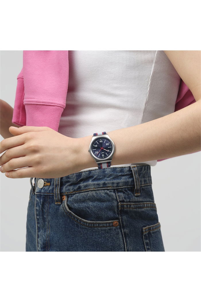 Swatch Skin Beside The Sea Paslanmaz Çelik Unisex Tekstil Kumaş Saat Ss07s148