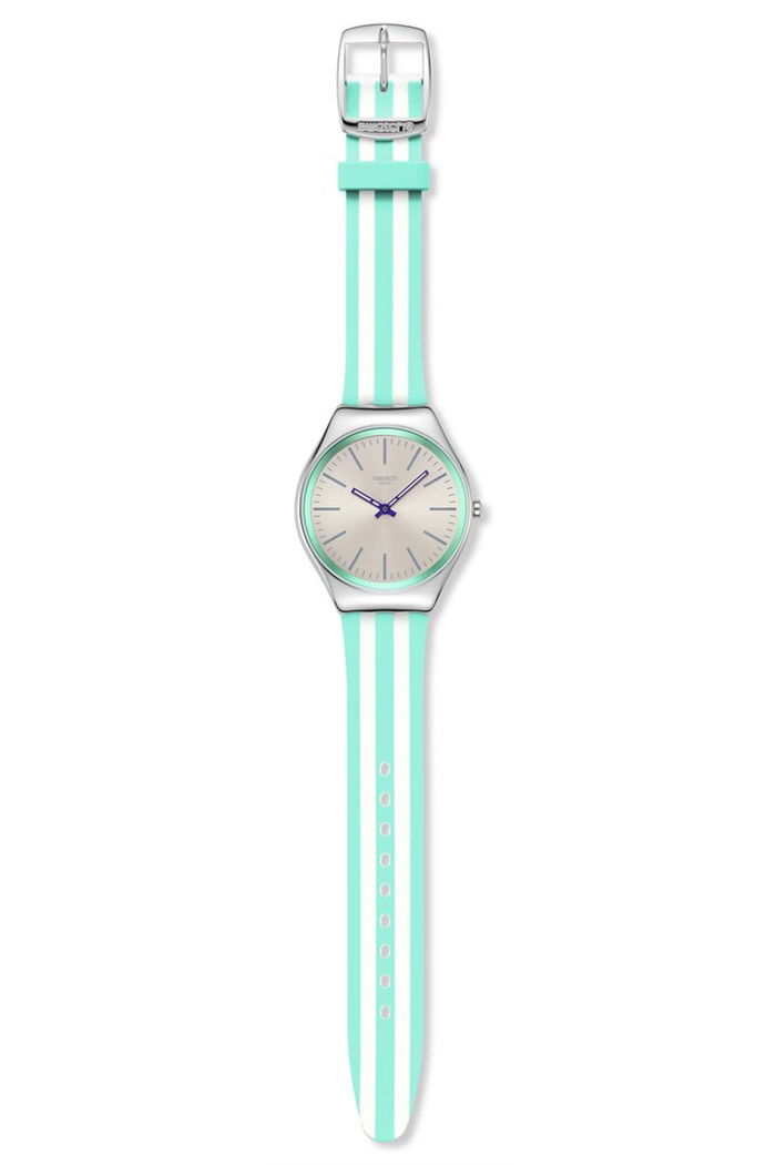 Swatch Skin Beach Hour Paslanmaz Çelik Kadın Silikon Kayış Saat Syxs160