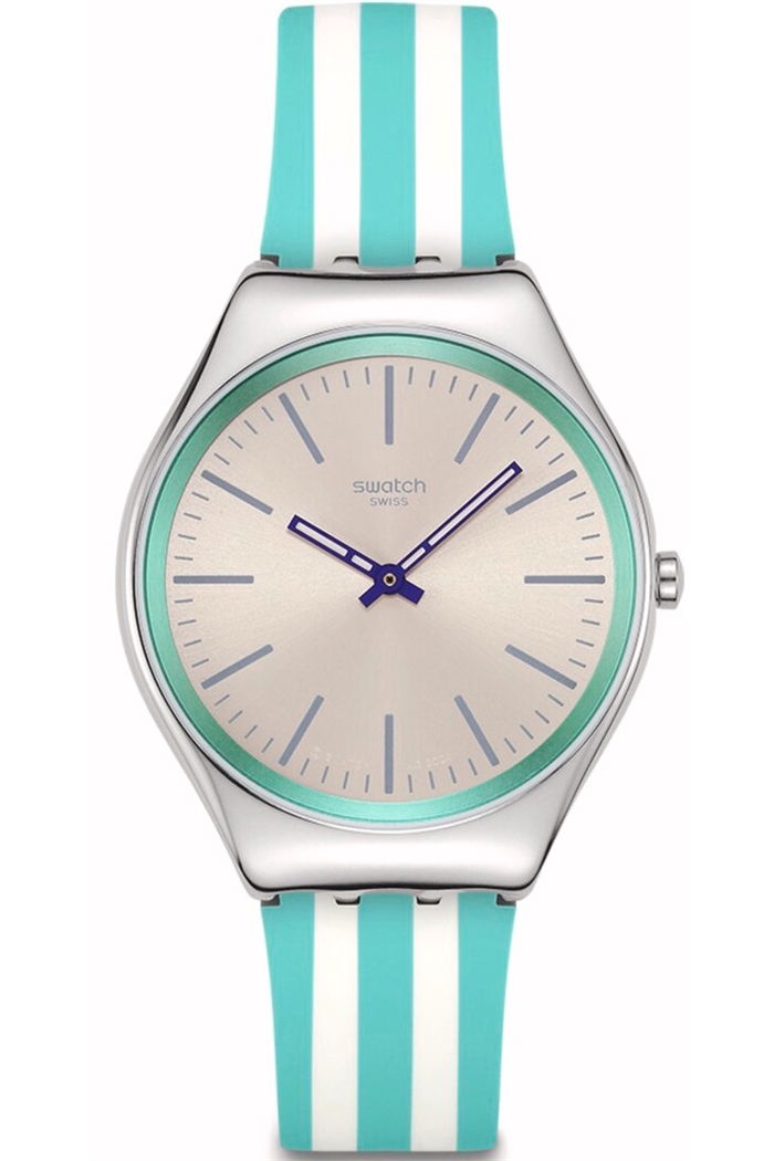 Swatch Skin Beach Hour Paslanmaz Çelik Kadın Silikon Kayış Saat Syxs160
