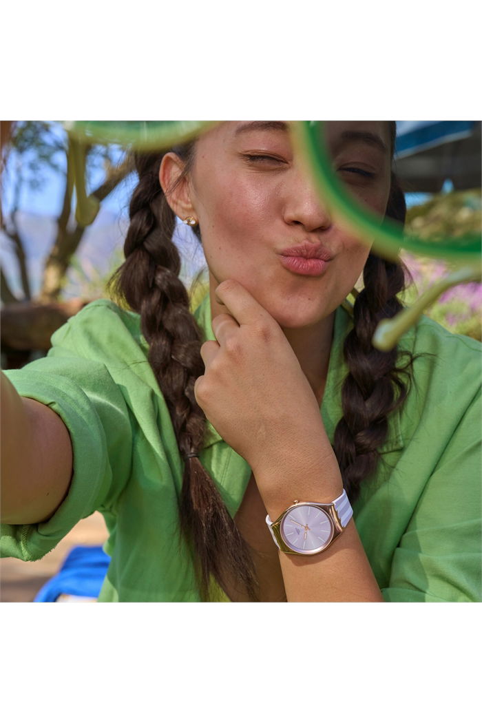 Swatch Skin Simply Beach Paslanmaz Çelik Kadın Silikon Kayış Saat Syxg130