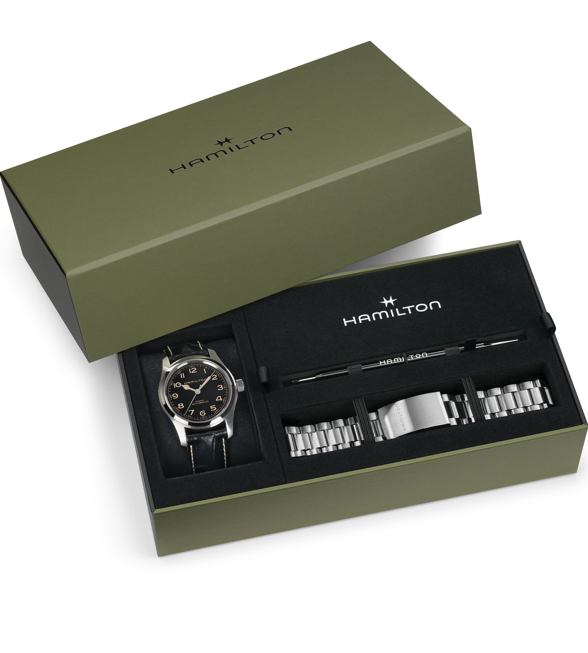 Hamilton H70605732 Khaki Field Murph 42mm Bilezik Seti Erkek Kol Saati