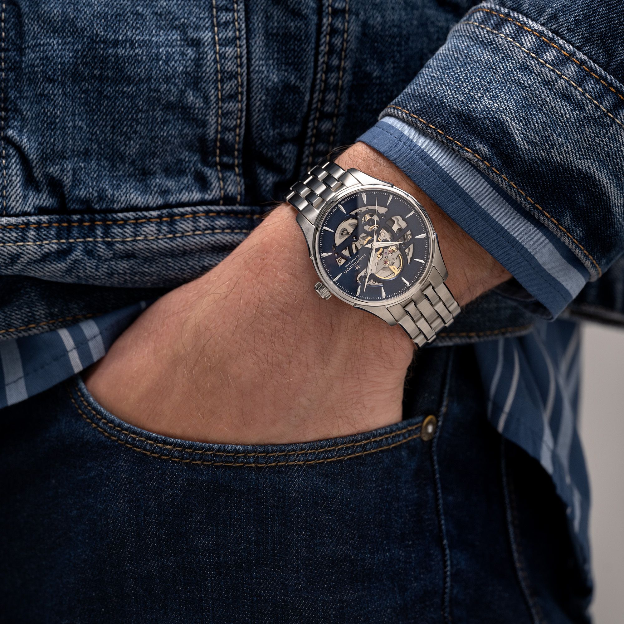 Hamilton H42535141 Jazzmaster Skeleton Auto 40mm Erkek Kol Saati